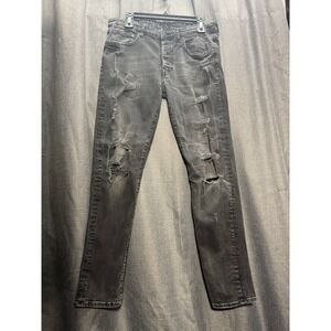 H&M Distressed Gray Wash Jeans Ripped‎ Slim Fit Denim Pants Casual Wear Size 34
